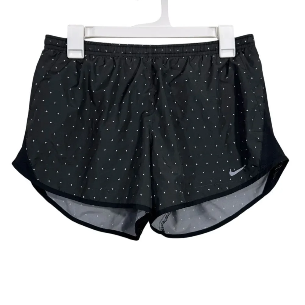 Nike Dri-Fit Black Patterned Lined Activewear Running Shorts